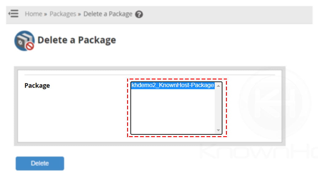 How To Delete Packages In The WHM KnownHost