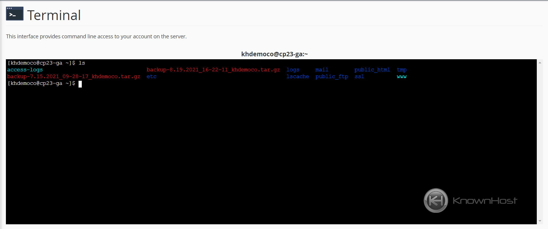 how-to-use-terminal-in-cpanel-knownhost